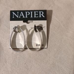 Napier Classic Silver Tone Hoop Earrings
